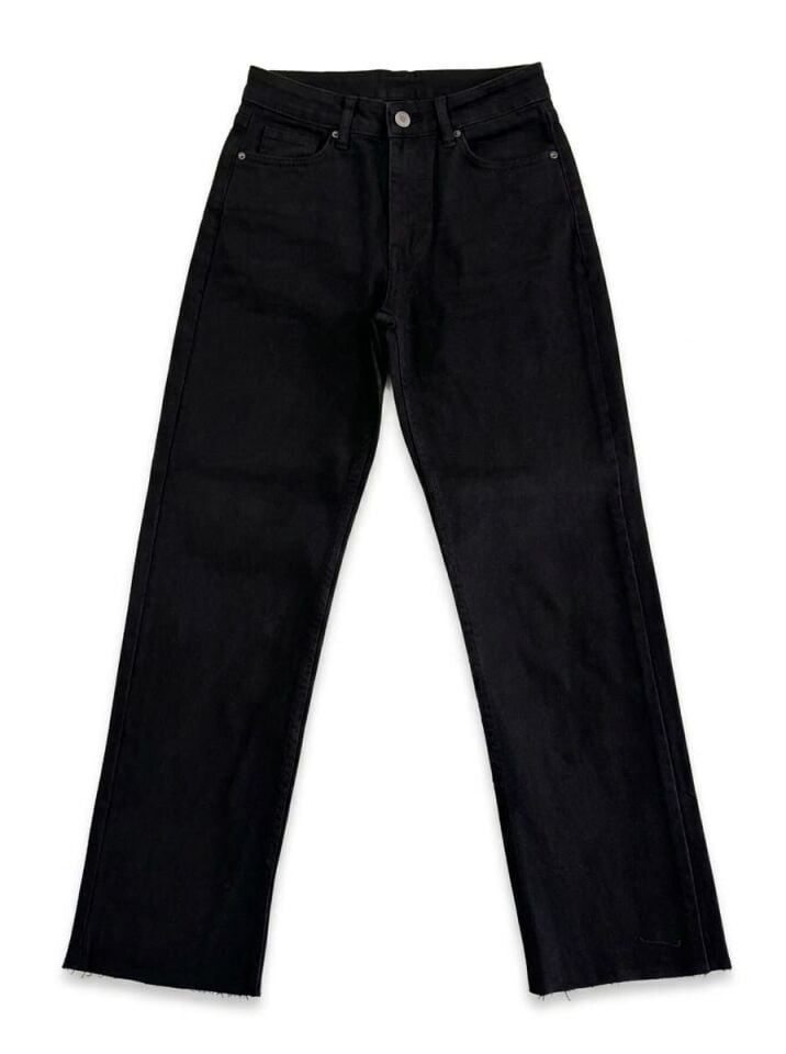 Kadın Yüksek Bel Düz Paça Jean Pantolon Siyah - 31
